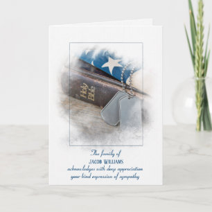 Sympathy Thank You Dog Tags and Bible Card