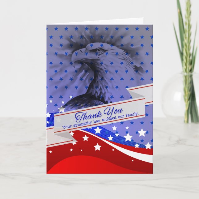 Sympathy Thank You Eagle with Stars and Stripes Card (Front)