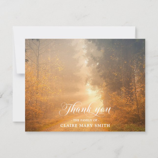 Sympathy THANK YOU Funeral Forest Fall PHOTO (Front)
