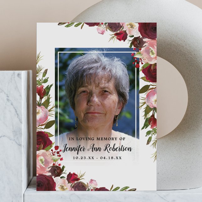 Sympathy Thank You - Funeral Photo Floral Card (Creator Uploaded)
