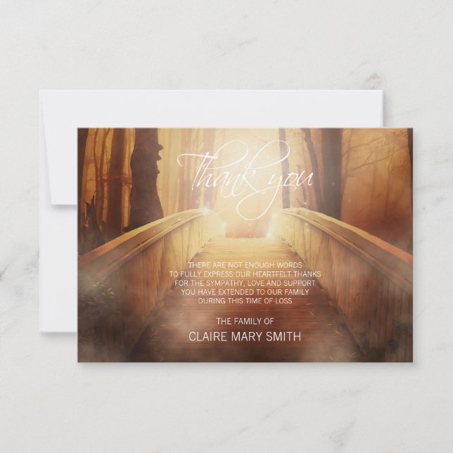 Sympathy THANK YOU Memorial Bridge Crossing Over Card (Front)