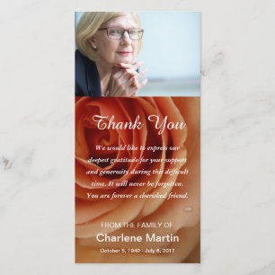 Sympathy Thank You Memorial Funeral Floral Rose