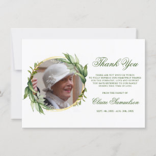 Sympathy Thank You Memorial Greenery PHOTO Card