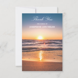 Sympathy Thank You Memorial Ocean Sunset Beach Card