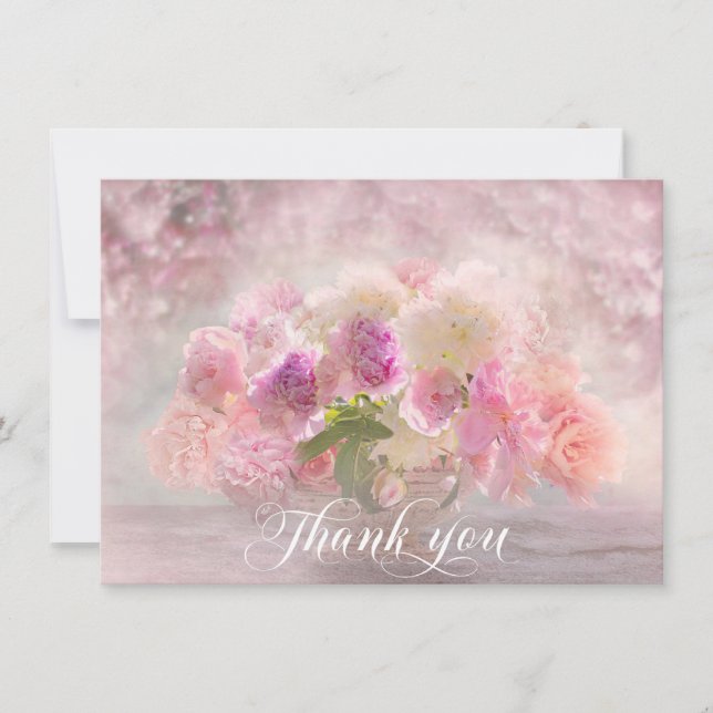 Sympathy THANK YOU Memorial Peony Flower Vase Card (Front)