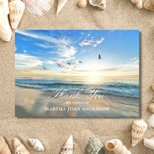 Sympathy THANK YOU Memorial Sunset Ocean Beach Card