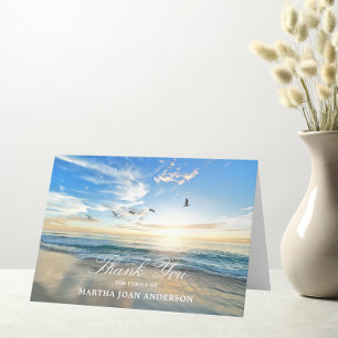 Sympathy THANK YOU Memorial Sunset Ocean Beach Card