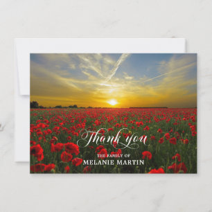 Sympathy THANK YOU Memorial Sunset Poppies Field