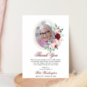 Sympathy Thank You Memorial Watercolor Floral Card
