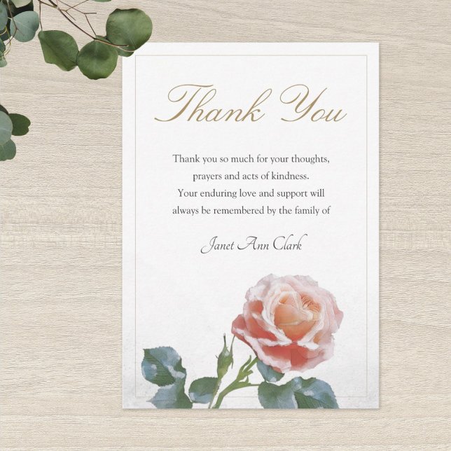 Sympathy Thank You Note Card with Rose Motif (Creator Uploaded)