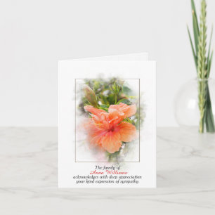 Sympathy Thank You Orange Hibiscus Card