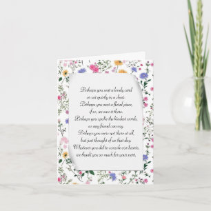 Sympathy Thank You Wildflowers With Poem Card