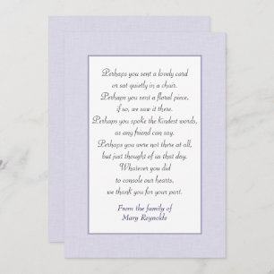 Sympathy Thank You With Lavender Border Card