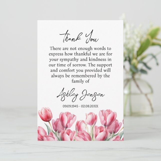 Sympathy Tulip Funeral Thank You Card (Standing Front)
