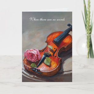 Sympathy Violin with Pink Rose Card