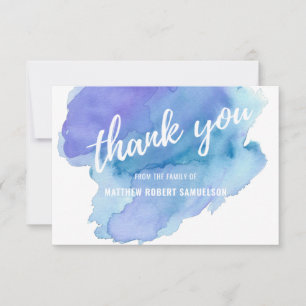 Sympathy Watercolor Blue Teal Turquoise THANK YOU Card