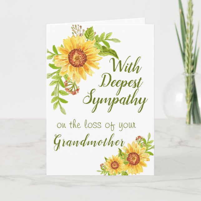 Sympathy Watercolor Floral Sunflower Card (Front)