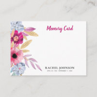 Sympathy Watercolor Flowers Memory Enclosure Card