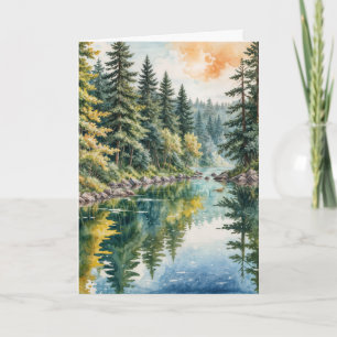 Sympathy Watercolor River in a Forest Card
