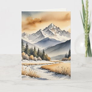 Sympathy Watercolor Snow-capped Mountains Card