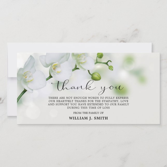 Sympathy White Orchids THANK YOU | PHOTO Card (Front)
