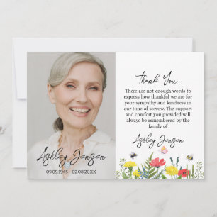 Sympathy Wildflower Photo Funeral Thank You Card