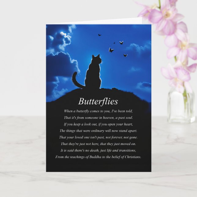 Sympathy with Cat and Butterflies and Spiritual Card (Orchid)