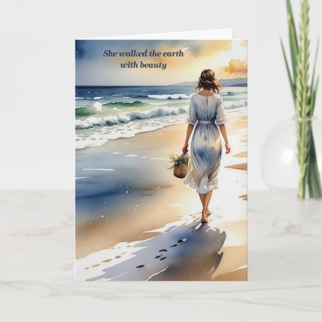 Sympathy Woman Walking the Beach Card (Front)