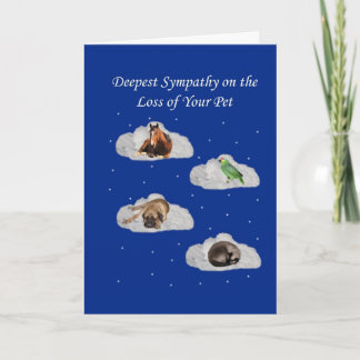 SympathyLoss-OfPet-Royal Blue Paper-CLOUDS-ANIMALS Card