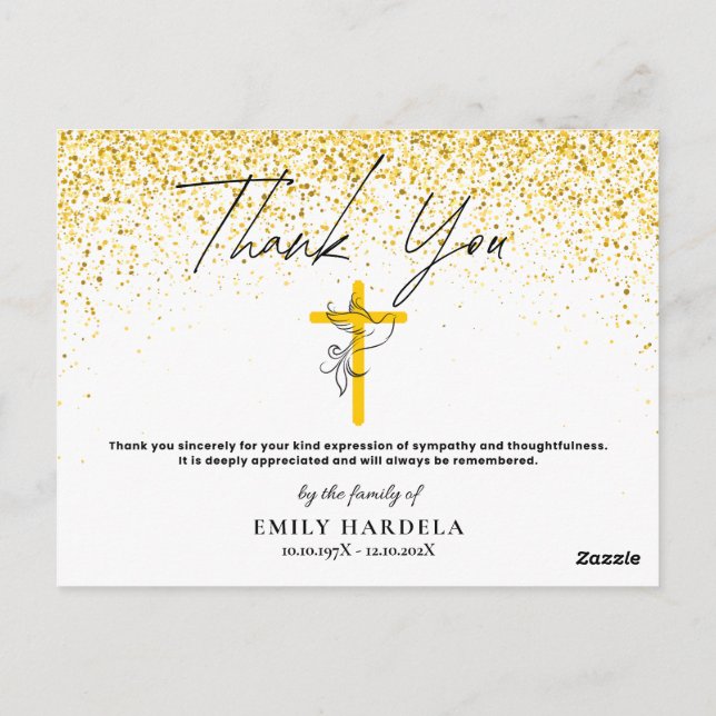 Symphaty Funeral Thank You Card - Cross and Dove (Back)