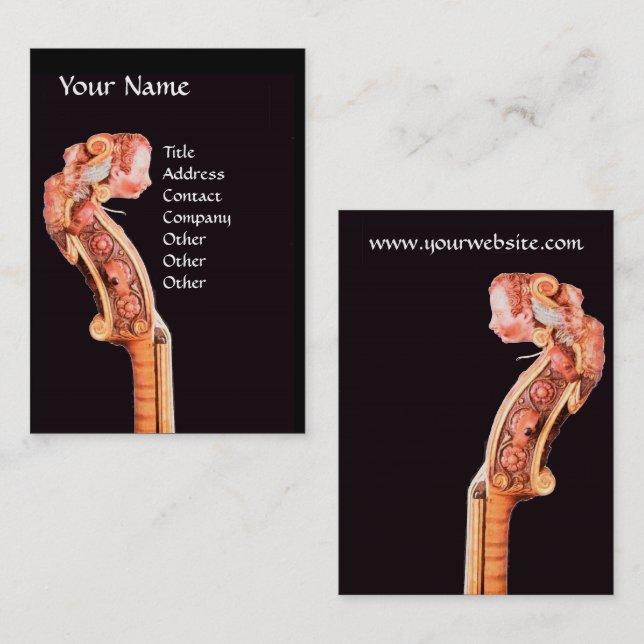 SYMPHONIA,CLASSIC MUSIC Antique Violin Scroll Business Card (Front/Back)