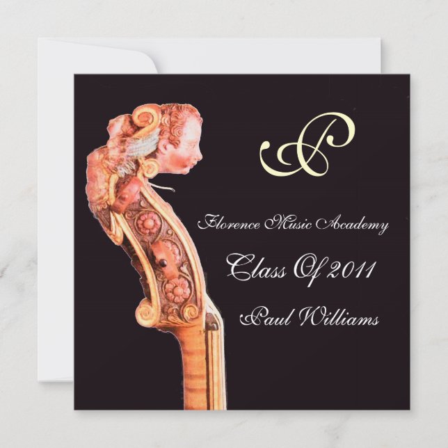 SYMPHONIA CLASSIC MUSIC GRADUATION MONOGRAM INVITATION (Front)