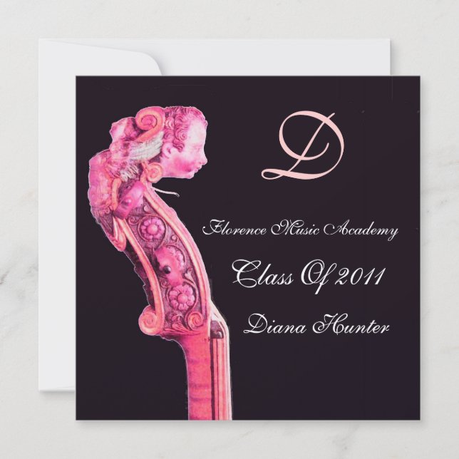 SYMPHONIA CLASSIC MUSIC GRADUATION MONOGRAM metal Invitation (Front)