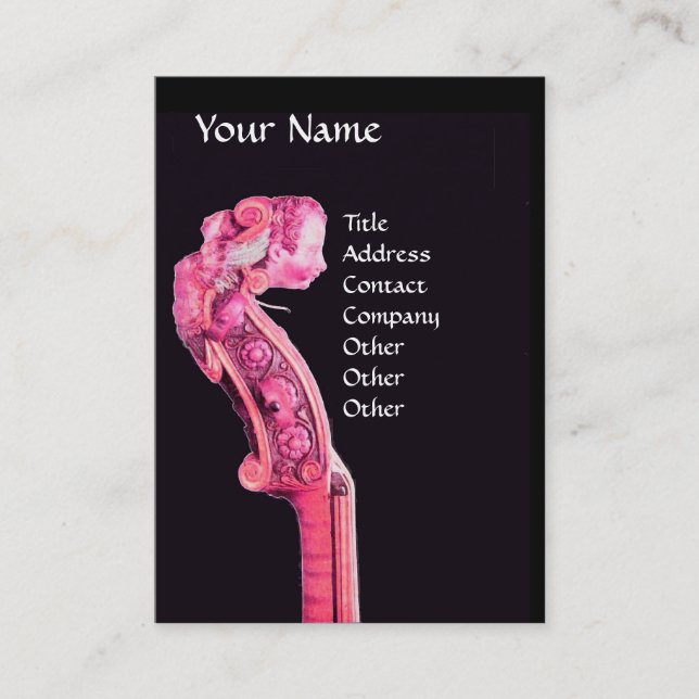 SYMPHONIA CLASSIC MUSIC Pink Fuchsia Violin Scroll Business Card (Front)