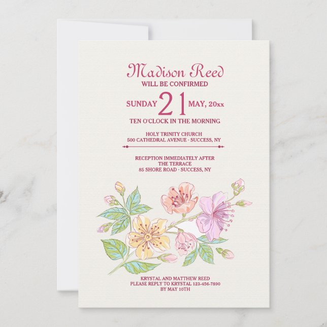 Symphony Floral  Invitation (Front)
