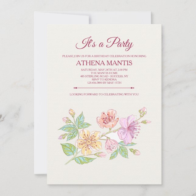 Symphony Floral Invitation (Front)