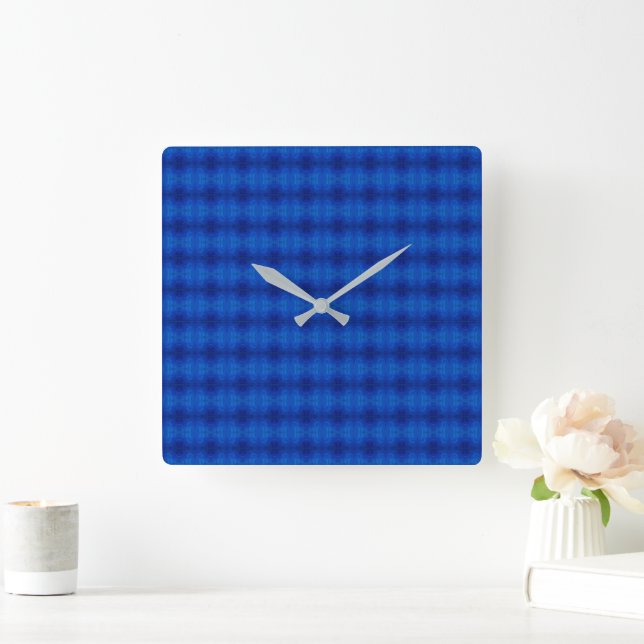 Symphony of deep blue shades pattern square wall clock (Home)