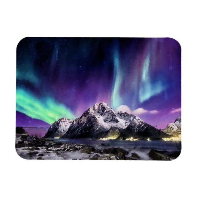Symphony Of Lights - Beautiful Aurora Scenery Magnet (Horizontal)