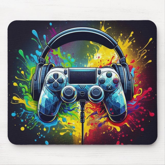 Symphony of Pixels & Sound: Vibrant Gaming Art Mouse Mat (Front)