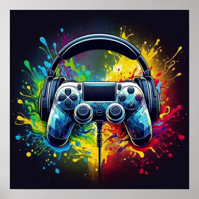 Symphony of Pixels & Sound: Vibrant Gaming Art Poster (Front)