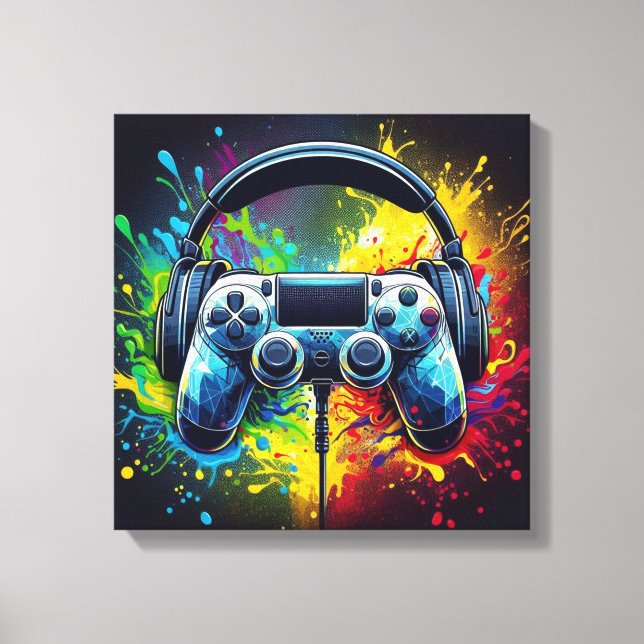 Symphony of Pixels & Sound Vibrant Gaming Canvas Print (Front)