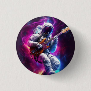 Symphony of the Void   Neon Cyberpunk Astronaut 3 Cm Round Badge