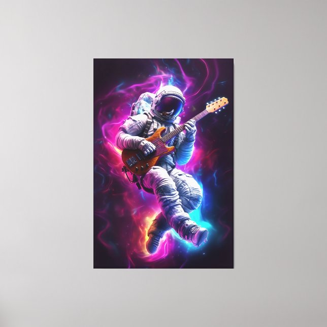Symphony of the Void | Neon Cyberpunk Astronaut Canvas Print (Front)