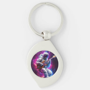 Symphony of the Void Neon Cyberpunk Astronaut Key Ring