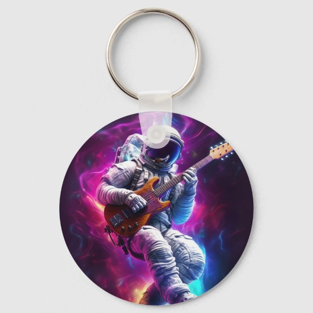 Symphony of the Void | Neon Cyberpunk Astronaut Key Ring (Front)