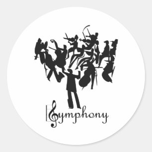 SYMPHONY orchestra  in a stylised design Classic Round Sticker