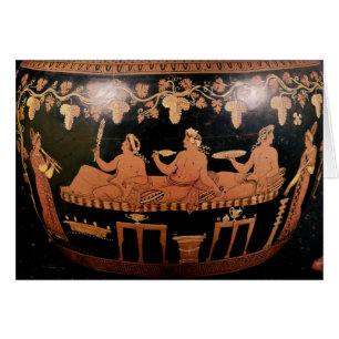 Symposium showing three men playing cottabos