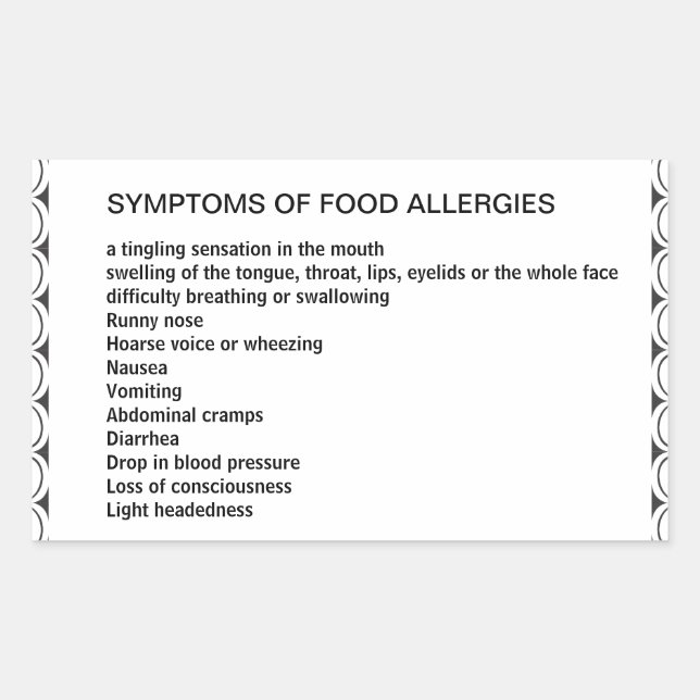 Symptoms of Food Allergies Rectangular Sticker (Front)