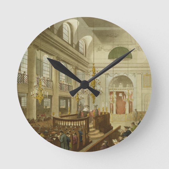 Synagogue, Dukes Place, Houndsditch, from Ackerman Round Clock (Front)