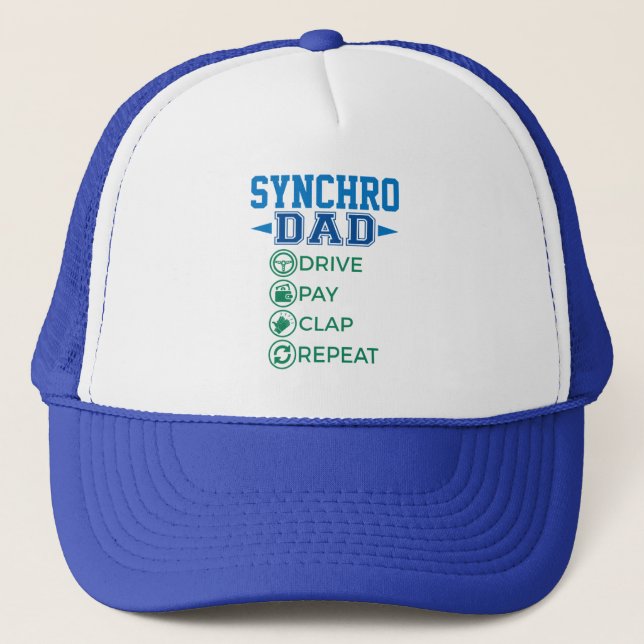 Synchro Dad Drive Pay Clap Synchronised Skating Trucker Hat (Front)